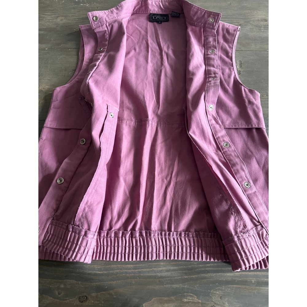 Vintage LeSport Tomboy Pink 100% Cotton Snap Button Boho Y2K Vest Women's Size 9 - Picture 8 of 9